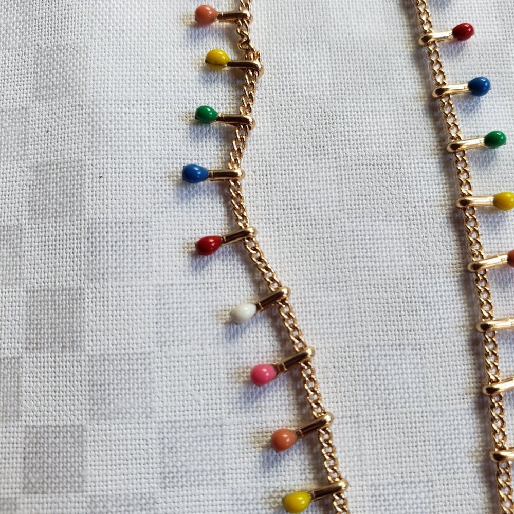 Beaded necklaces with gold accents and colorful design - Set of 3 - Picture 5 of 9